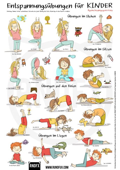 entspannungsuebungen fuer kinder gratis poster rundfux shop yoga