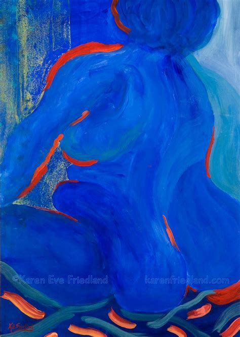 Large Abstract Giclee Print Blue Nude Art Print On Canvas Or