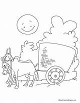 Cart Bullock Coloring Pages Village Road Kids Designlooter Popular sketch template