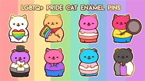 adorable cat enamel pins to show your pride or support