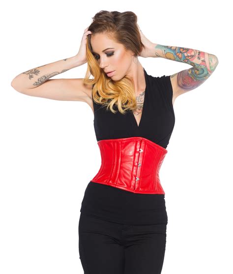 Bella Red Lambskin Leather Corset Red Leather Corset Glamorous
