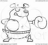 Boxing Dog Cartoon Chubby Coloring Clipart Cory Thoman Outlined Vector Royalty sketch template