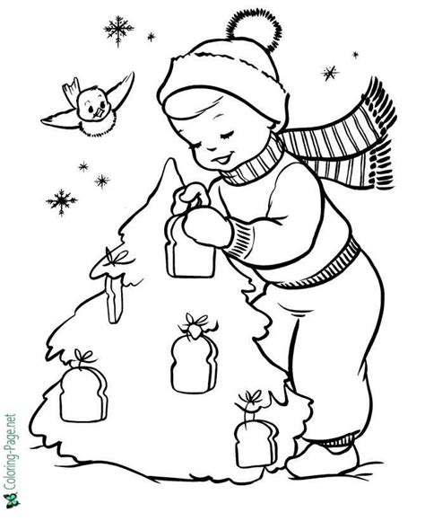 tree  birds christmas coloring page
