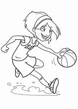 Basketbal Kleurplaat Kleurplaten Hugolescargot Joueuse Dribble Animaatjes Enregistrée sketch template