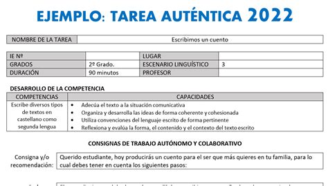 ejemplo de tarea autentica