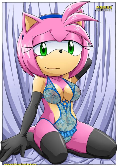 xbooru amy rose asking for it breasts horny looking at viewer mobius unleashed sega sonic