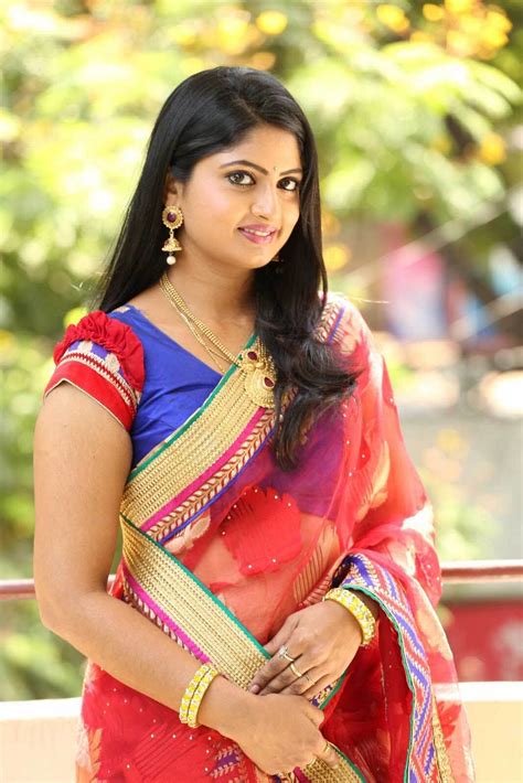 telugu tv artist mounica latest photos in red saree indian filmy actress