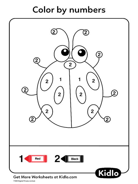 color  numbers insects worksheet  kidlocom