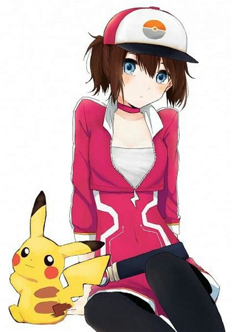 girl pikachu blush blue eyes brown hair pokémon pokémon go anime