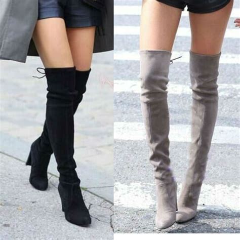 women faux suede thigh high boots over the knee boots