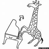 Harpsichord Giraffe Playing Coloring Animals Pages Thecolor sketch template
