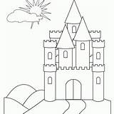 Castle Coloring Medieval Outline Front Face Kids Color sketch template