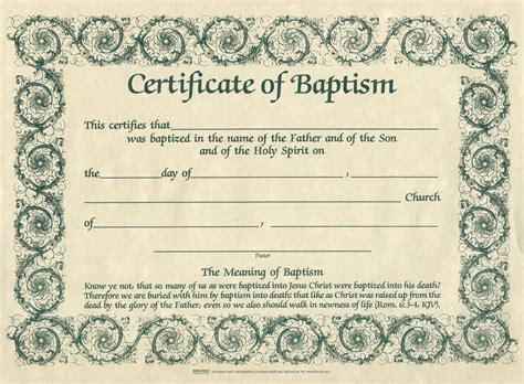 baptist certificate  baptism