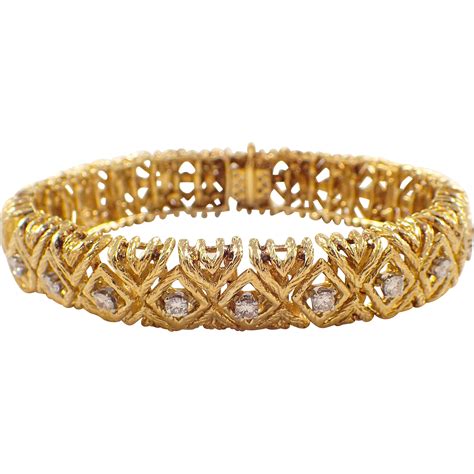 yellow gold diamond bracelet  attosestatejewelry  ruby lane