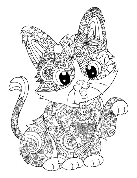 printable cat mandala coloring pages