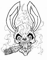 Skull Tattoo Smoke Smoking Bunny Tattoos Drawings Drawing Designs School Weed Stoner Leaf Rabbit Pot Sketch Coloring Pages Tribal Tumblr sketch template