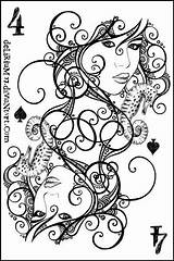 Coloring Pages Cards Card Spades Deck Playing Tarot Suits Drawings Deviantart Queen Sheets Valentine Colouring Greeting Zodiac Getcolorings Sketches Search sketch template