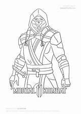 Coloring Mortal Kombat Scorpion sketch template