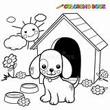 Dog Doghouse Kennel Outline sketch template