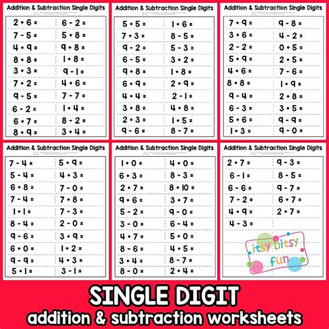 mixed addition  subtraction worksheets kindergarten