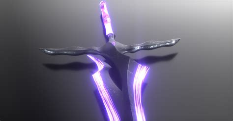 artstation magical crystal sword  glowing blade  poly  model