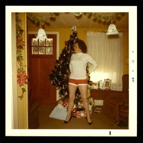 vintage amateur pinup snapshot photo 1970s christmas pose inspiration