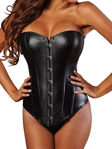 sayfut fashion women s faux leather steampunk corset bustier lingerie