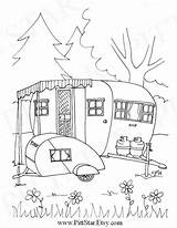 Coloring Pages Camper Trailer Wheel Travel 5th Vintage Printable Camping Etsy Choose Board Template Book Drawing sketch template