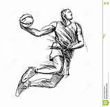 Basketball Drawing Playing Sketch Player Drawings Hand Paintingvalley sketch template