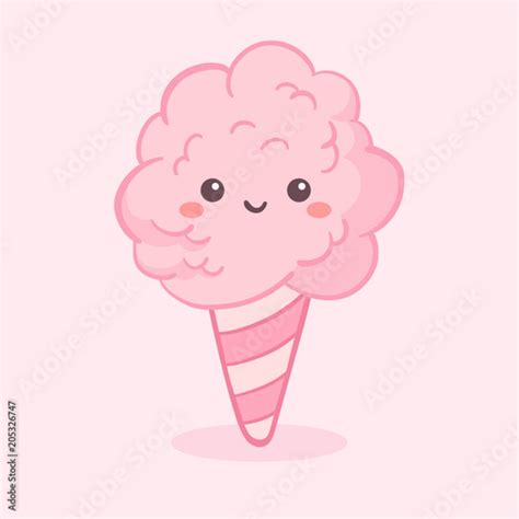 Cute Pink Cotton Fairy Floss Candy Vector Illustration Cartoon