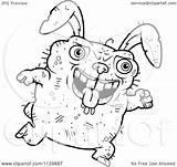 Ugly Running Outlined Rabbit Coloring Clipart Cartoon Thoman Cory Vector Royalty Collc0121 sketch template