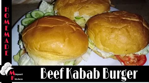 beef kabab burger recipe  shami kabab burger  burger