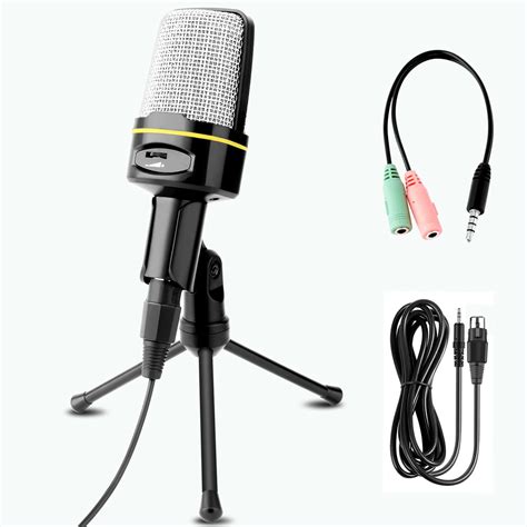 pc microphone portable condenser microphone mm plug play  tripod stand home studio
