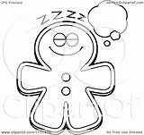 Gingerbread Man Coloring Cartoon Clipart Dreaming Mascot Cory Thoman Cookie Pages Swirl Outlined Vector 2021 sketch template