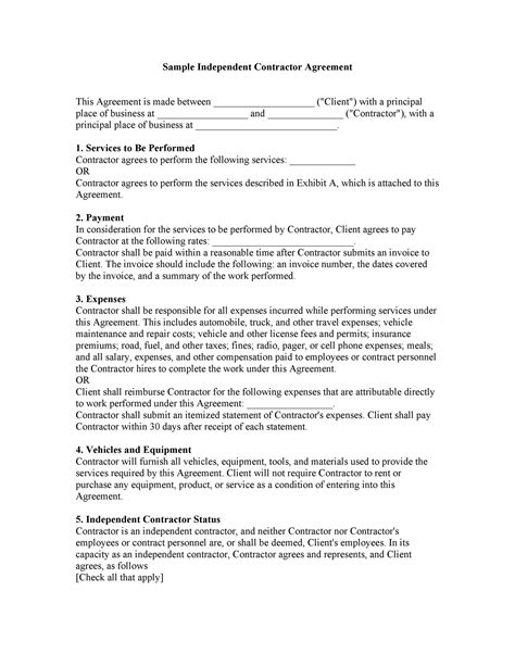 construction contractor contract template