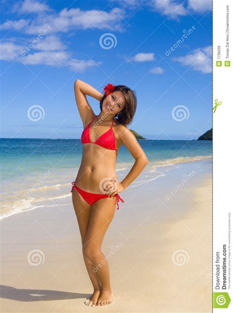 A Beautiful Polynesian Girl In Bikini Royalty Free Stock