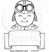 Pilot Clipart Coloring Aviator Boy Sign Happy Over Cartoon Thoman Cory Outlined Vector Hat Template Clipground sketch template