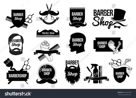 Mens Haircut Logobarber Shop Logo Design Stock Vector
