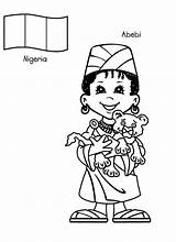 Coloring Around Nigerian Kid sketch template