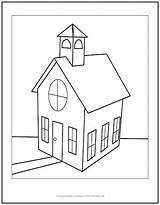 Schoolhouse Coloring Old sketch template