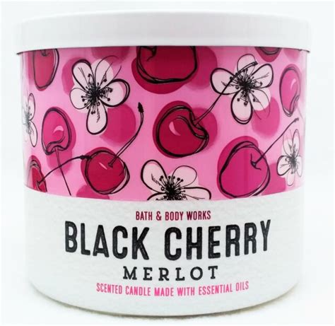 1 bath and body works black cherry merlot 3 wick scented wax candle 14 5