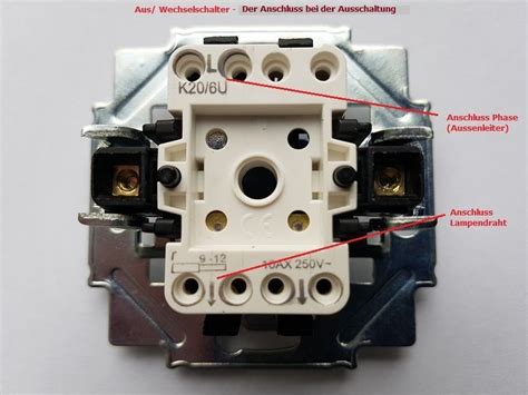 auswechselschalter anschluss steckklemmen oben zuleitung unten abgang lampe lichtschalter