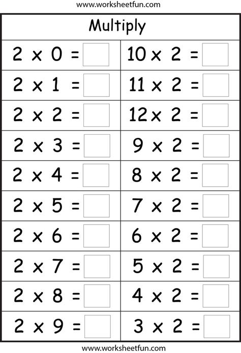 multiplication facts printable multiplication worksheets kindergarten