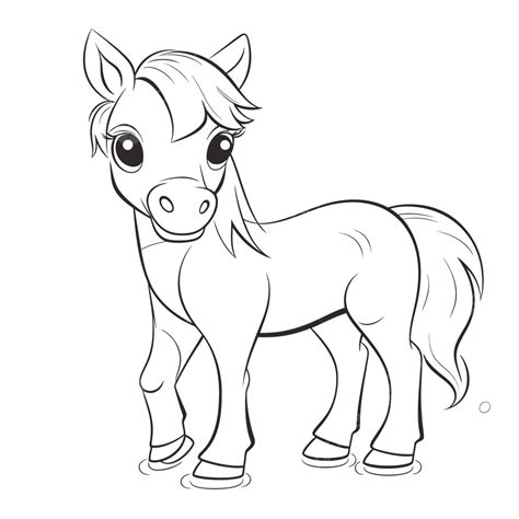 cute baby horse coloring page outline sketch drawing vector horse