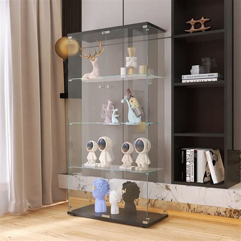 Buy Henf 64 Glass Door Display Cabinet 4 Shelf Curio Cabinet