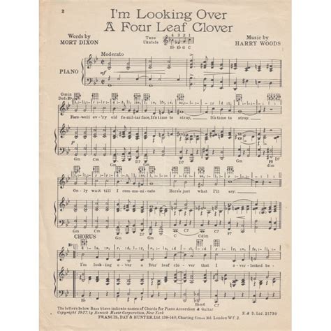 I M Looking Over A Four Leaf Clover Sheet Music