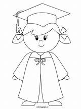 Graduation Clipart Girl Kindergarten Coloring Boy Library Little sketch template