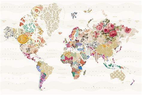 world map  patterns digital art  reinders posters