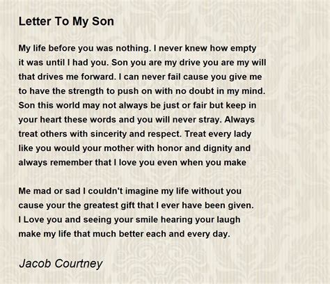 letter   son letter   son poem  jacob courtney