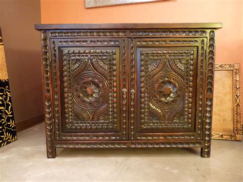 carved custom cabinets furniturevanity spanish colonial revival style santa fe  mexico